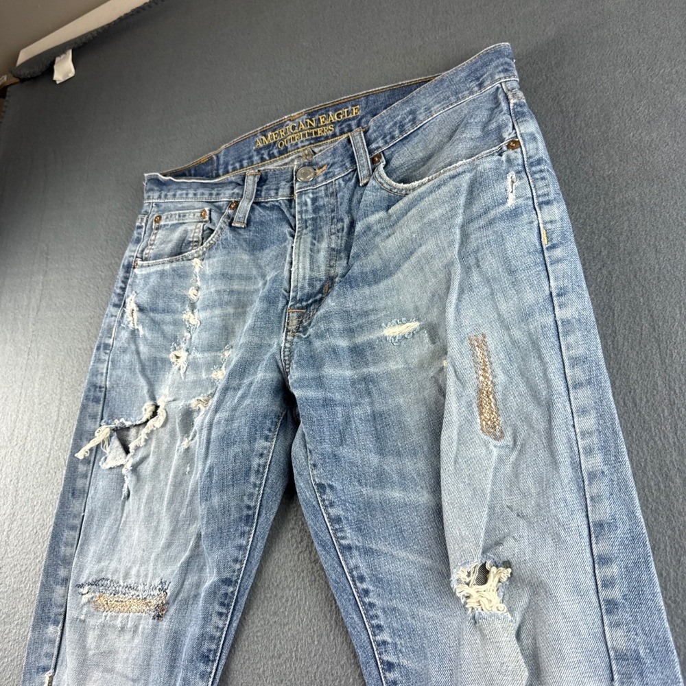 American Eagle Jeans Men's 34x30* Blue Original Straight Distressed Y2K Grunge
